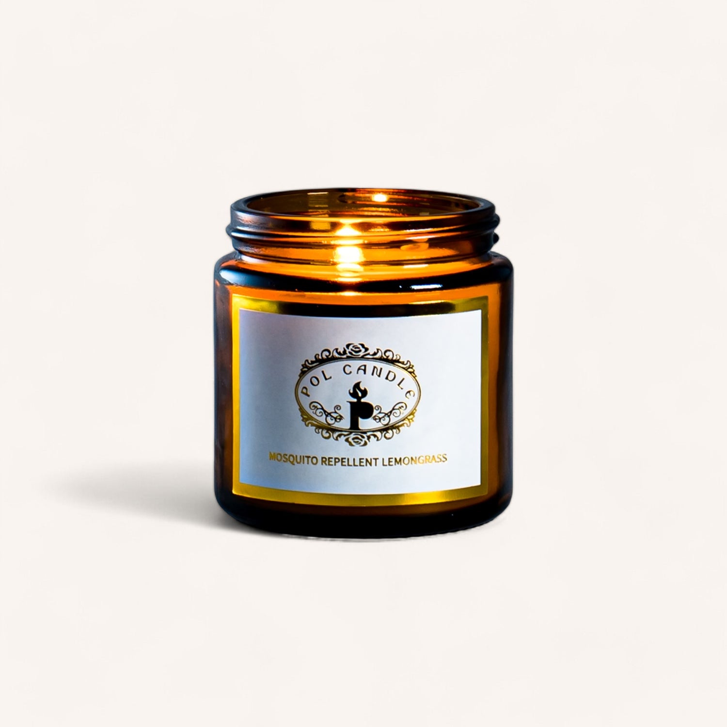 Mosquito Repellent Lemongrass Small Amber Jar Scented Candle