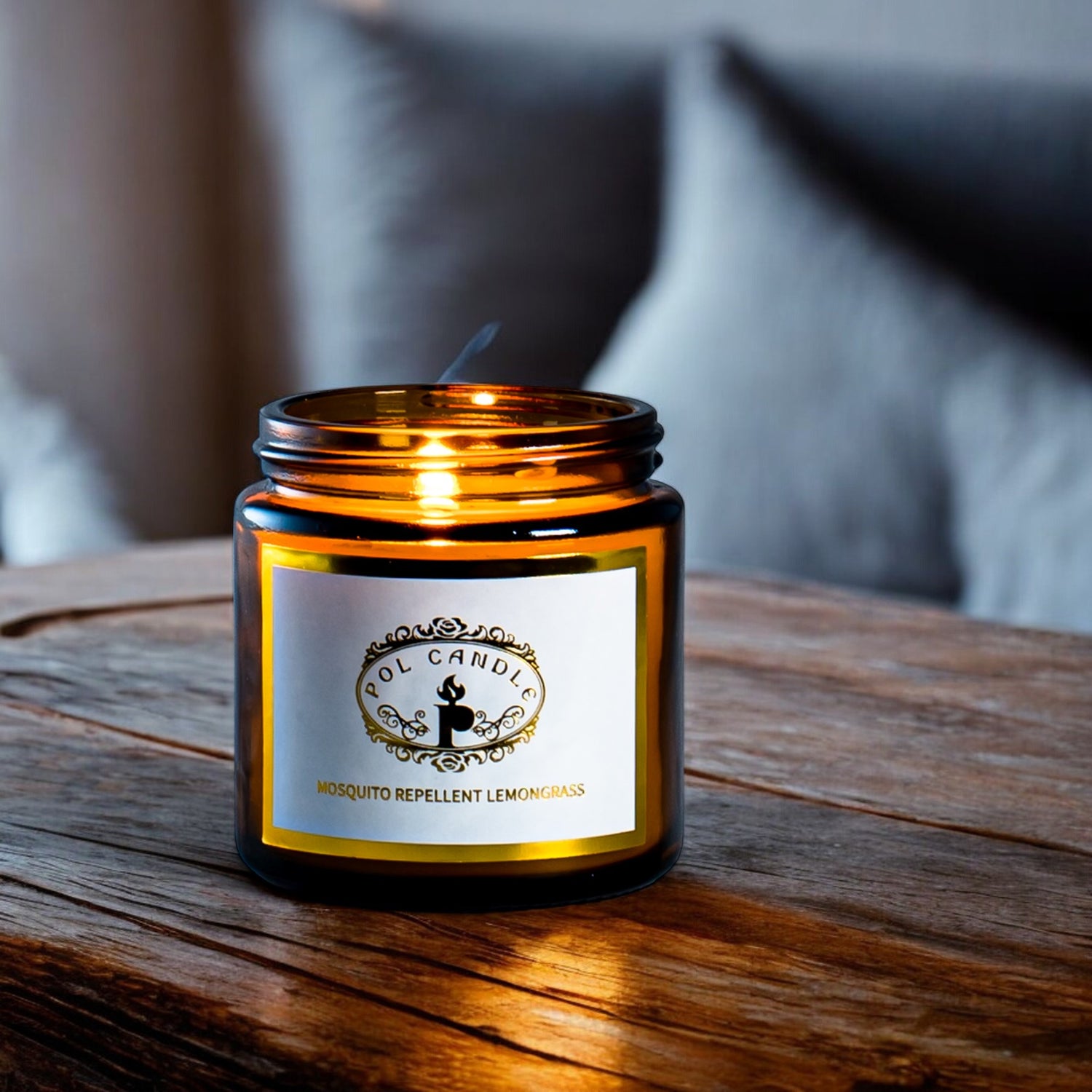 Mosquito Repellent Lemongrass Small Amber Jar Scented Candle